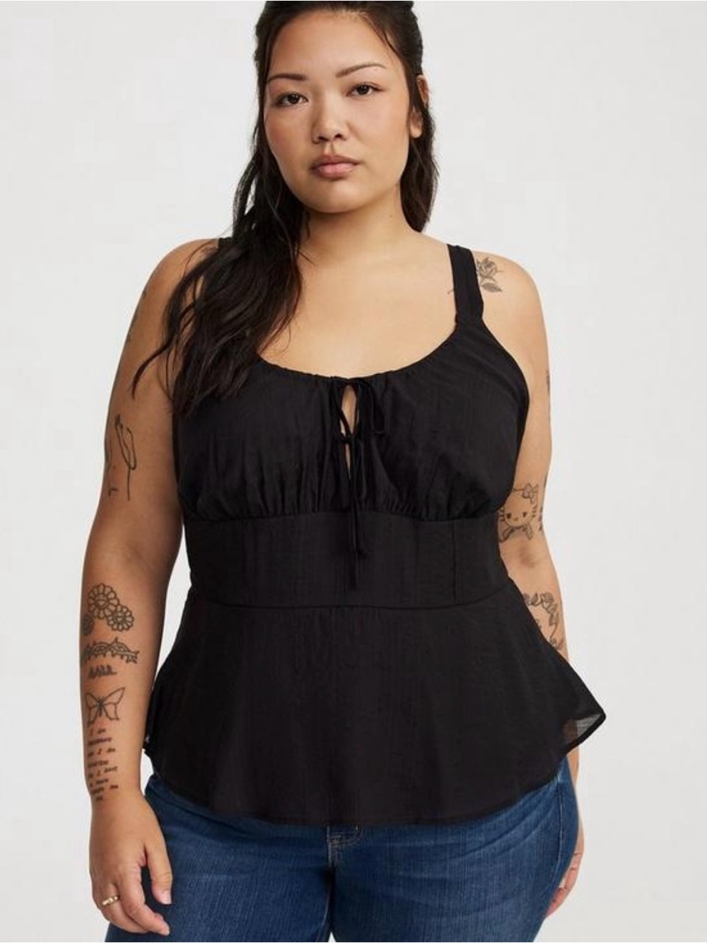 NWT torrid Black Peplum Tie-Front corset